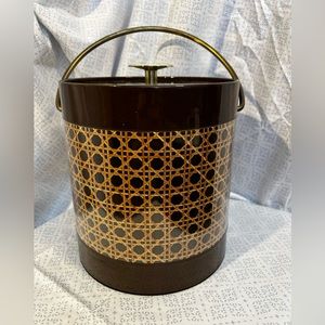 MCM West Bend thermo serv wicker insulated ice bucket.